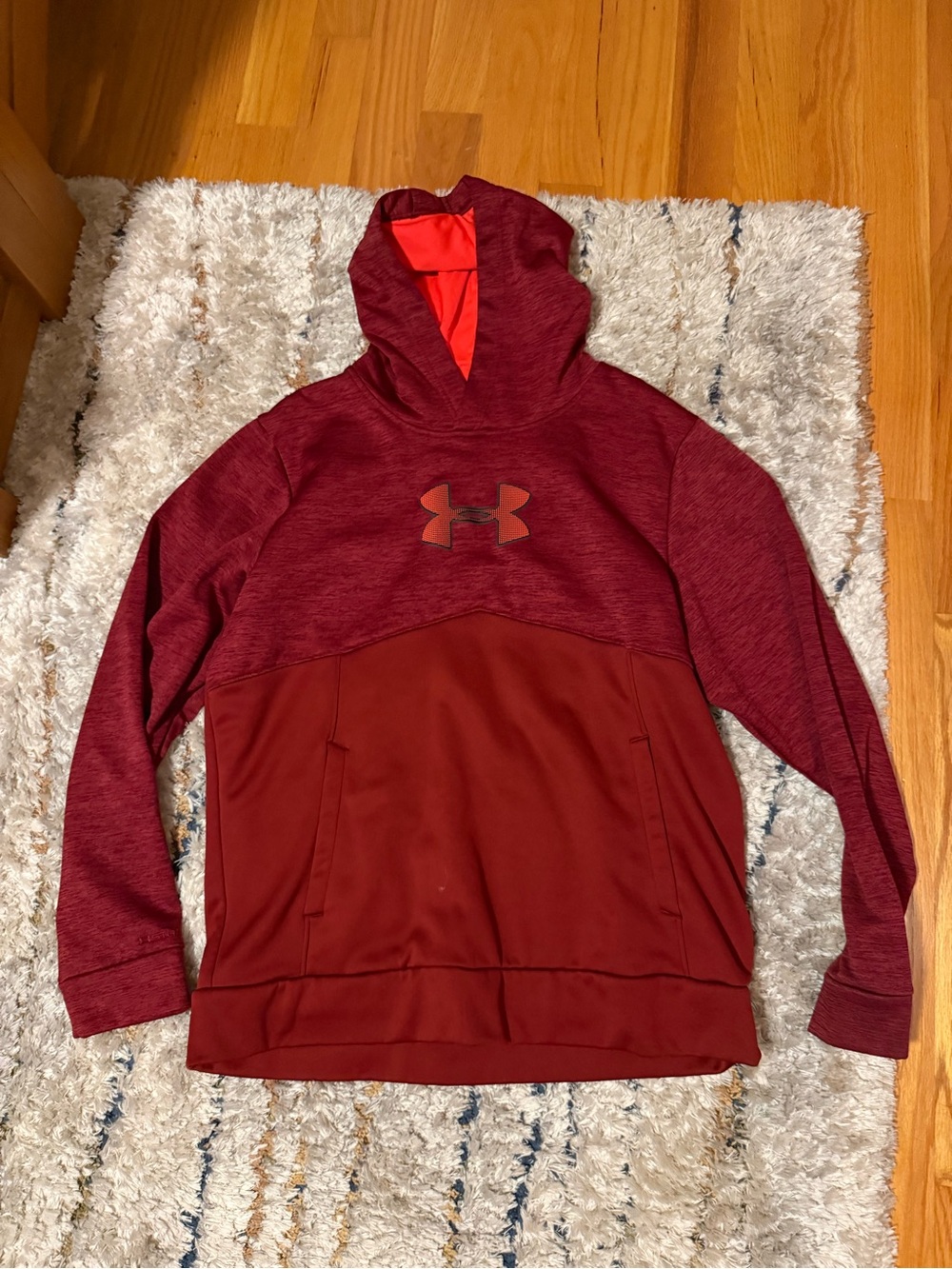 Under Armour Men's Deep Red Two-Tone Hooded Pullover
